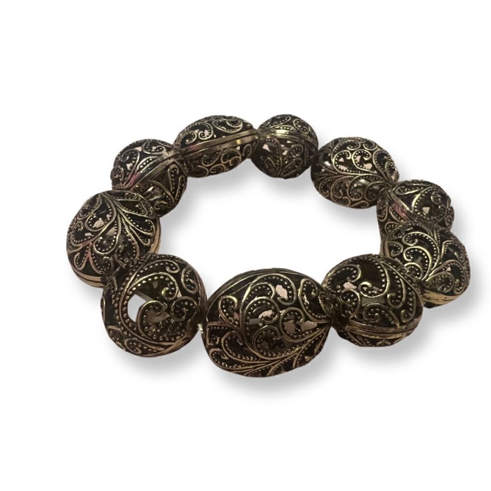 ⭐️3/$25⭐️ NWT Gorgeous Antique Gold Filigree Balls Stretch Bracelet